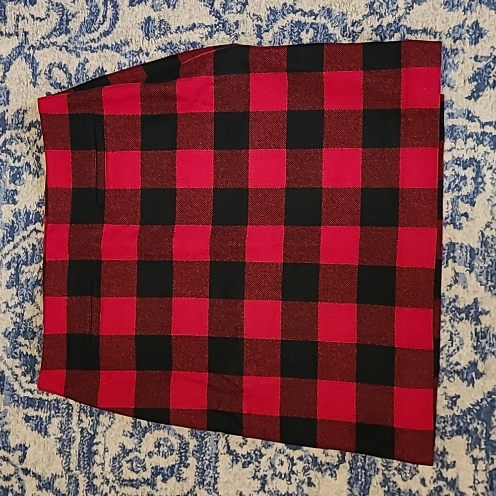 Red and Black Buffalo Check Pencil Skirt